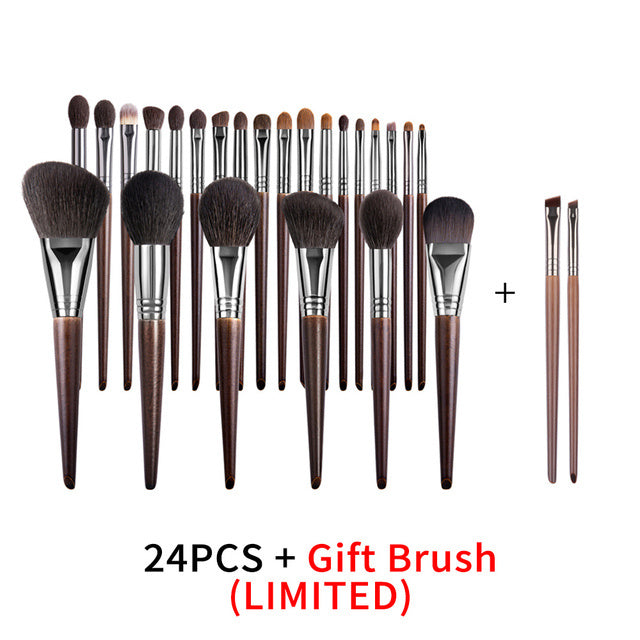 Luxury 24PCS Makeup Brush Collection – Natural Bristles, Beech Wood Handles