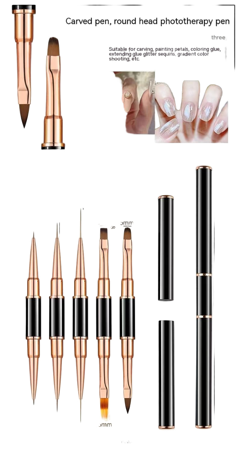 5-Piece Dual-Head Nail Brush Set with Protective Lids