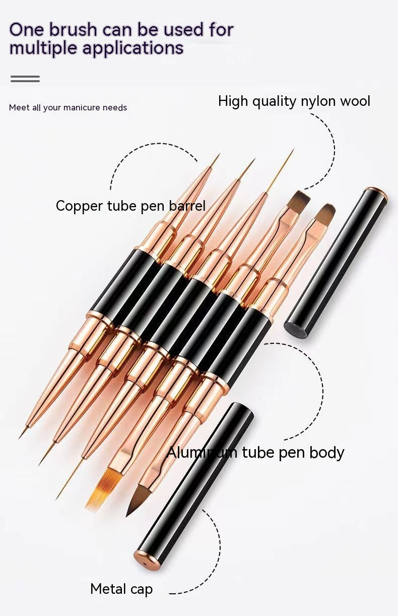 5-Piece Dual-Head Nail Brush Set with Protective Lids