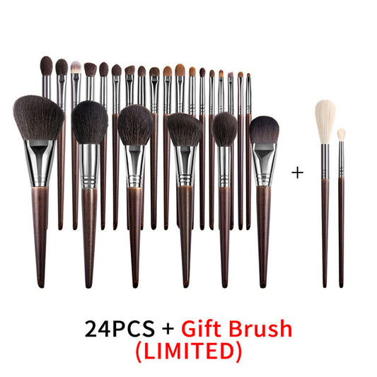 Luxury 24PCS Makeup Brush Collection – Natural Bristles, Beech Wood Handles