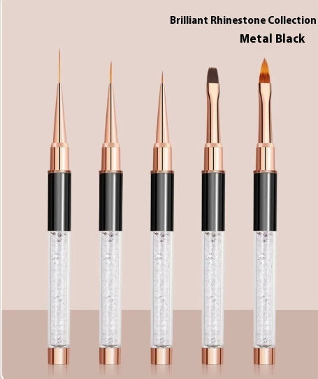 5-Piece Dual-Head Nail Brush Set with Protective Lids