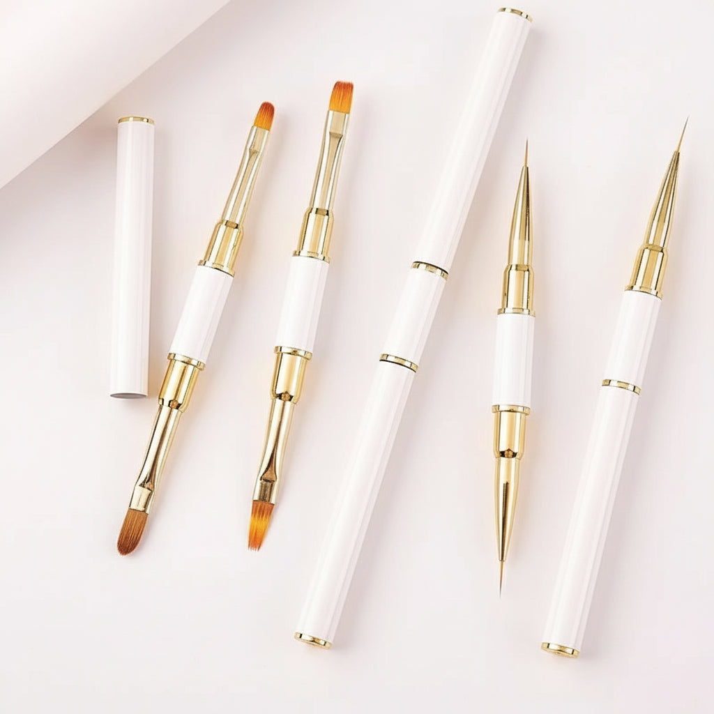 5-Piece Dual-Head Nail Brush Set with Protective Lids