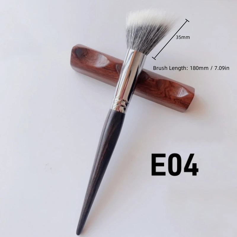 Professional Blush Makeup Brush – Natural Goat Hair, Powder Finish, Ebony Wood Handle