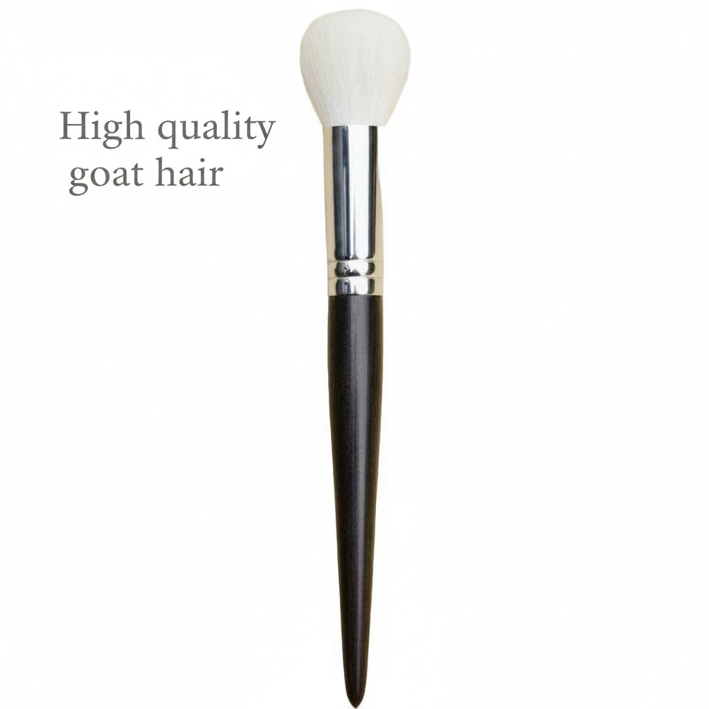 Professional Blush Makeup Brush – Natural Goat Hair, Powder Finish, Ebony Wood Handle