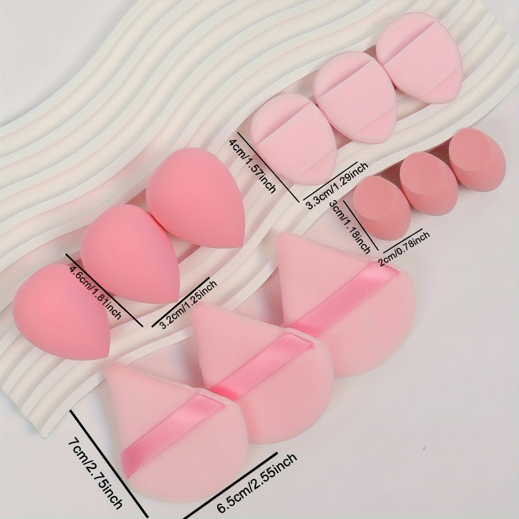 12-Piece Makeup Sponge Set – Includes Powder Puffs, Mini Air Cushions, Beauty Eggs & Mini Blenders