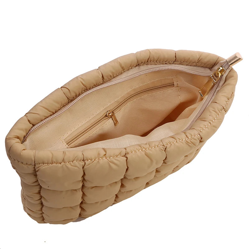 Puffer Makeup Bag – Quilted Cosmetic Storage Pouch, Large Capacity Beauty Case for Women