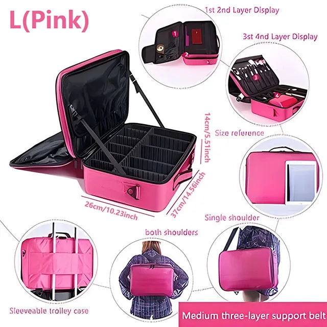 Professional Makeup Travel Case – Large Capacity Cosmetic Organizer & Nail Toolbox