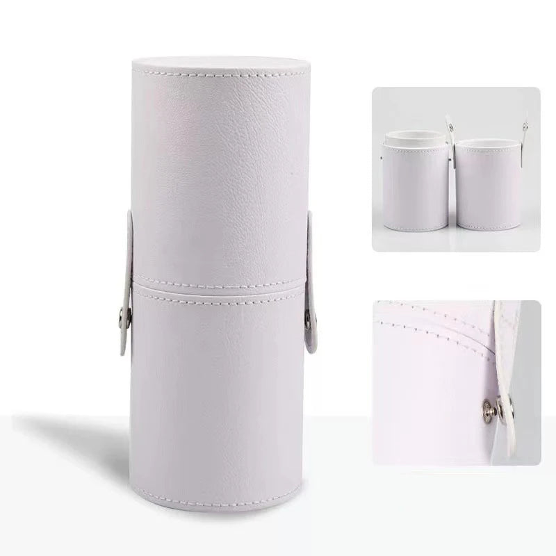 PU Leather Makeup Brush Holder – Portable Travel Cylinder Case, Waterproof & Dust-Proof Organizer