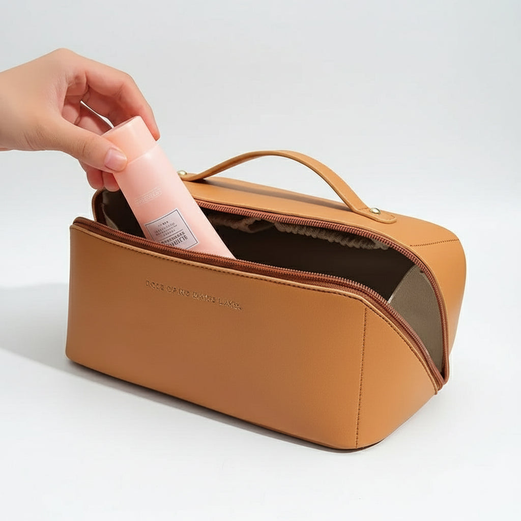 Travel Makeup Bag – Large Waterproof PU Leather Organizer