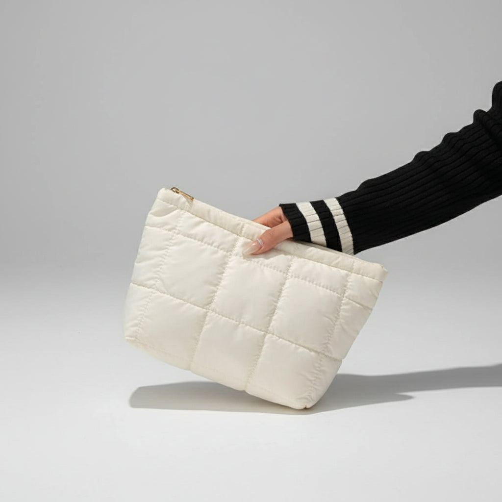 Quilted Makeup Storage Bag – Large Capacity, Padded Travel Organizer for Women