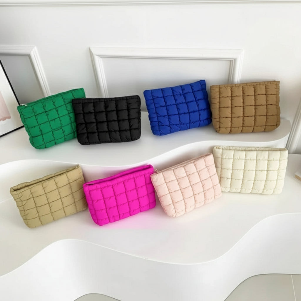 Puffer Makeup Bag – Quilted Cosmetic Storage Pouch, Large Capacity Beauty Case for Women