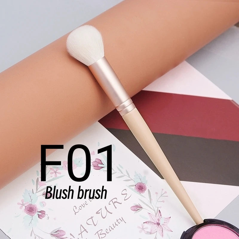 Professional Blush Makeup Brush – Natural Goat Hair, Powder Finish, Ebony Wood Handle