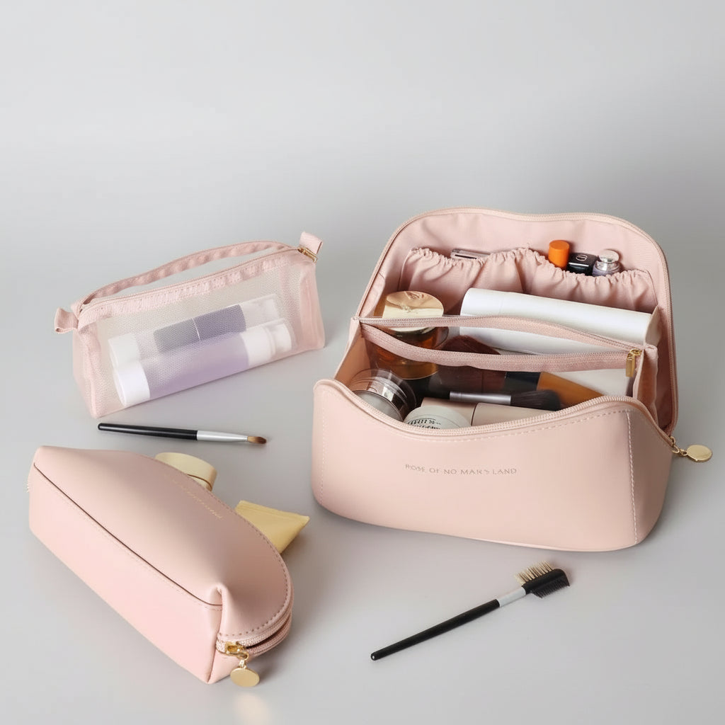 Travel Makeup Bag – Large Waterproof PU Leather Organizer