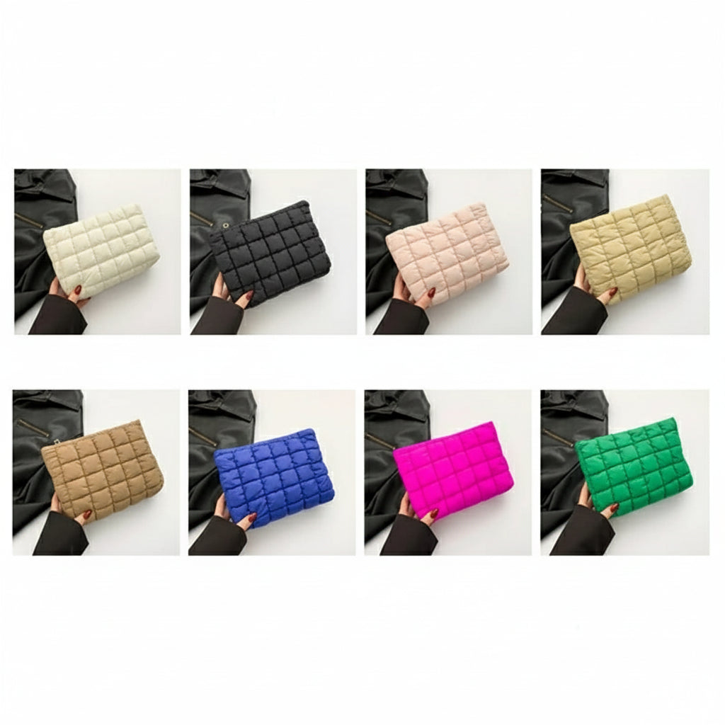 Puffer Makeup Bag – Quilted Cosmetic Storage Pouch, Large Capacity Beauty Case for Women