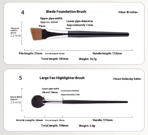 Stasy Beauty™ Pro Brush Set – 18-Piece Black Collection with Natural Hair & Fiber