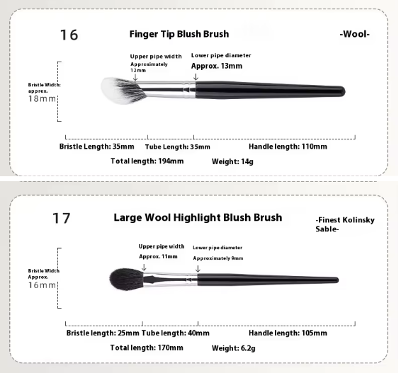 Stasy Beauty™ Pro Brush Set – 18-Piece Black Collection with Natural Hair & Fiber