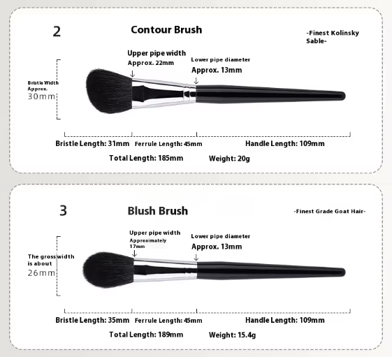 Stasy Beauty™ Pro Brush Set – 18-Piece Black Collection with Natural Hair & Fiber