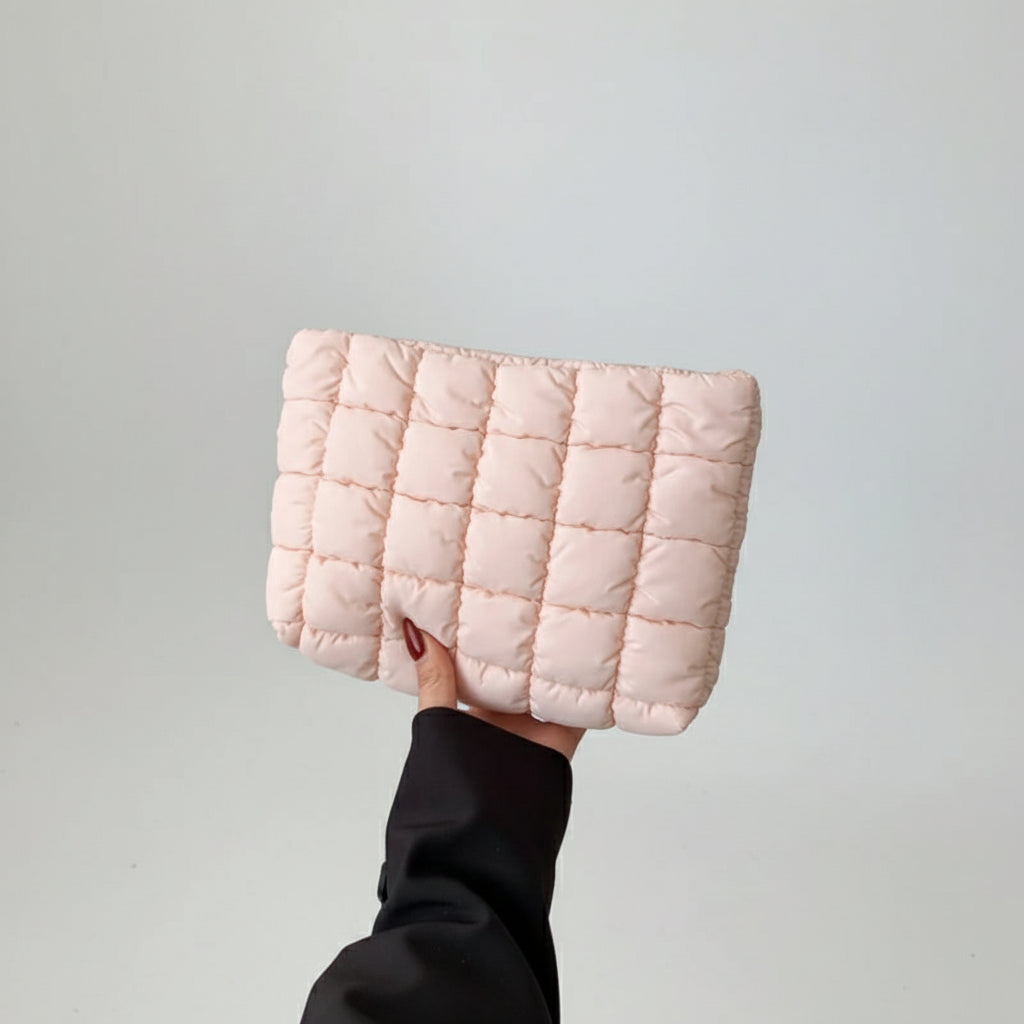 Puffer Makeup Bag – Quilted Cosmetic Storage Pouch, Large Capacity Beauty Case for Women