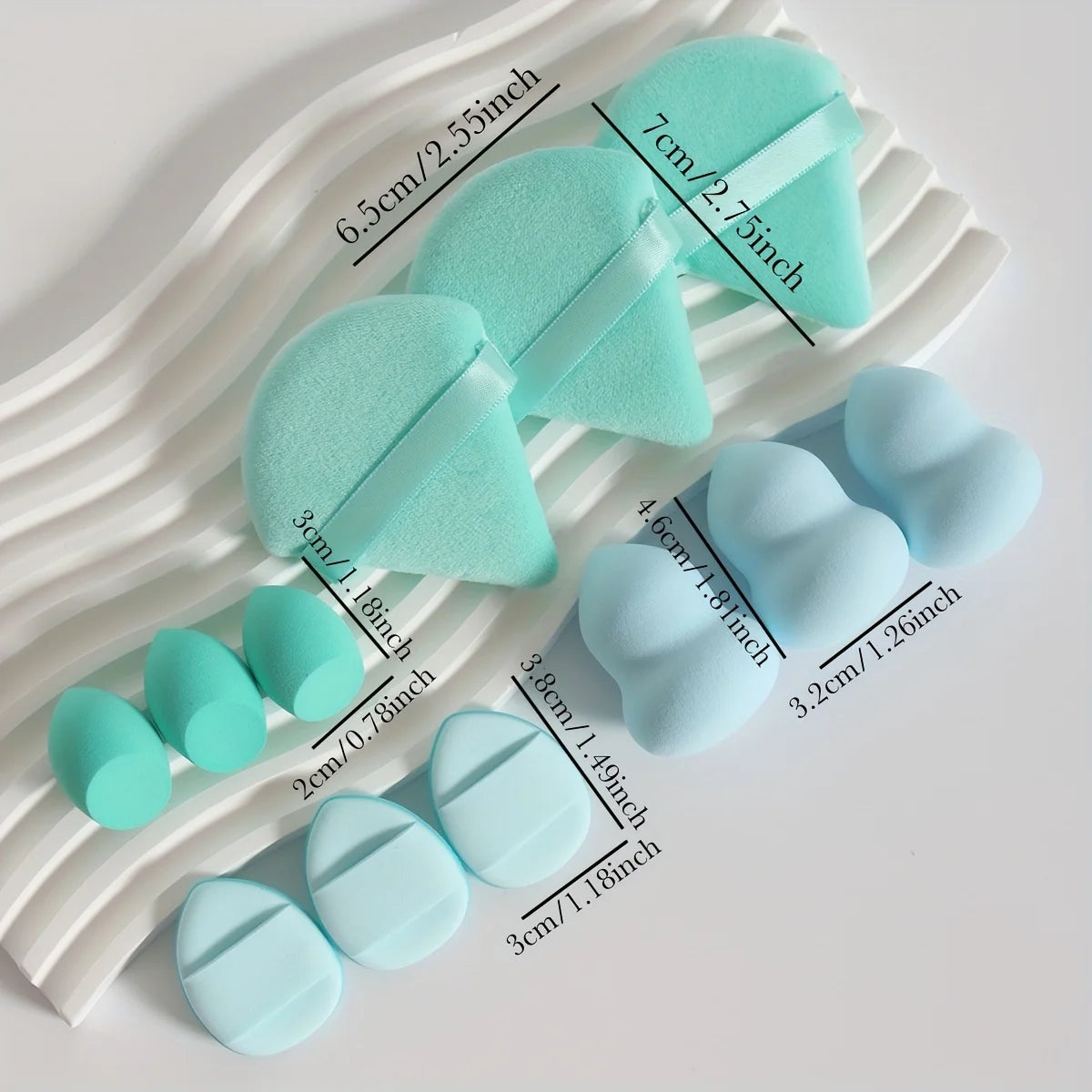 12-Piece Makeup Sponge Set – Includes Powder Puffs, Mini Air Cushions, Beauty Eggs & Mini Blenders