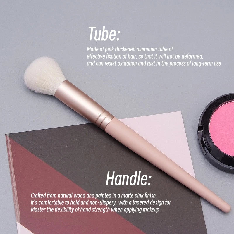 Professional Blush Makeup Brush – Natural Goat Hair, Powder Finish, Ebony Wood Handle