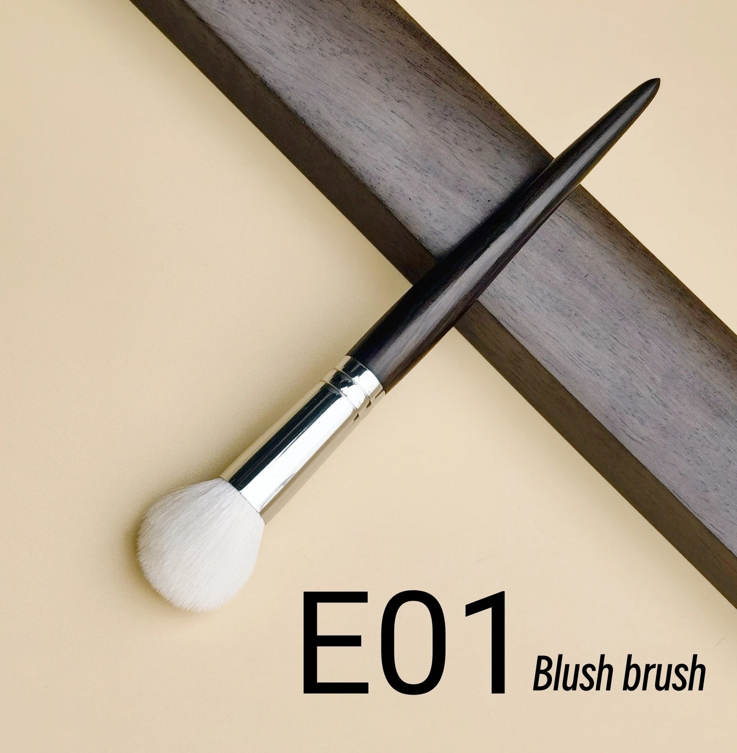 Professional Blush Makeup Brush – Natural Goat Hair, Powder Finish, Ebony Wood Handle