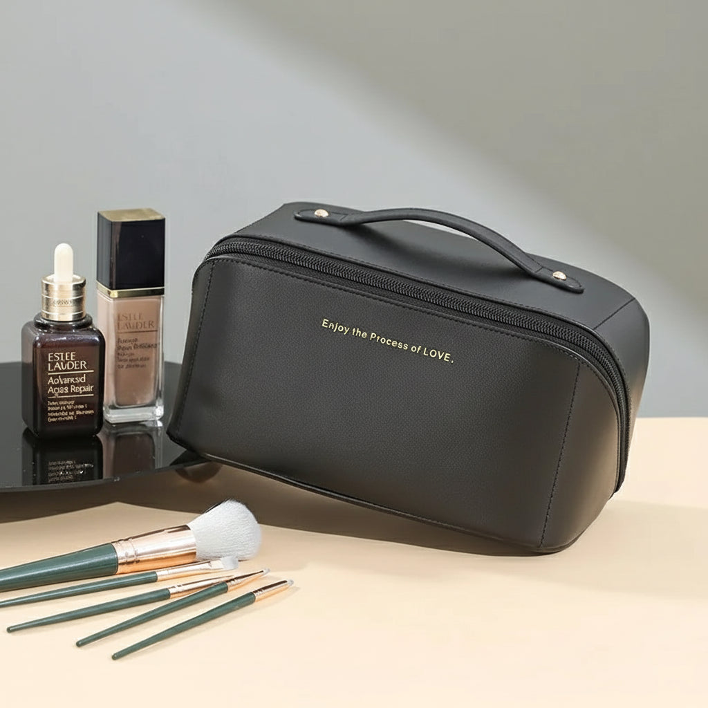 Travel Makeup Bag – Large Waterproof PU Leather Organizer