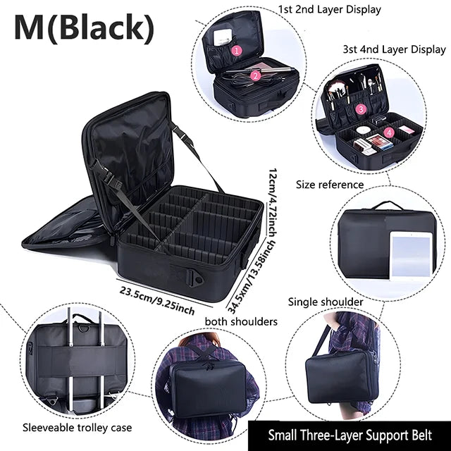 Professional Makeup Travel Case – Large Capacity Cosmetic Organizer & Nail Toolbox
