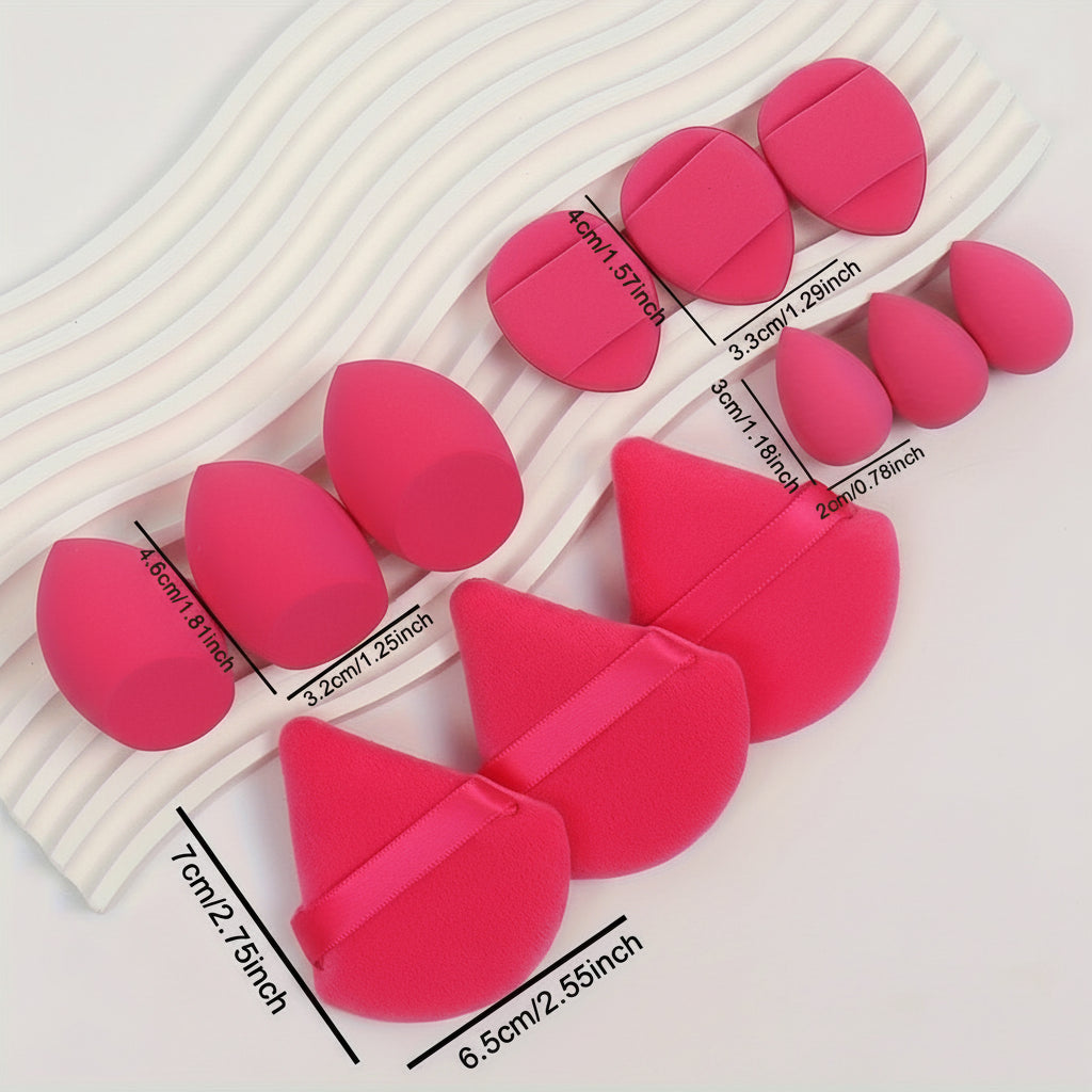 12-Piece Makeup Sponge Set – Includes Powder Puffs, Mini Air Cushions, Beauty Eggs & Mini Blenders