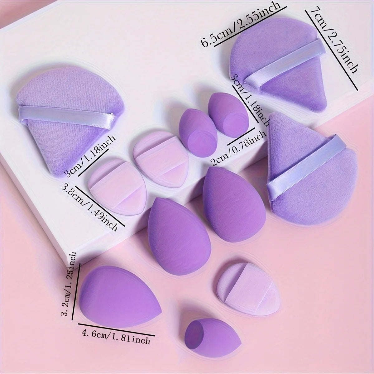 12-Piece Makeup Sponge Set – Includes Powder Puffs, Mini Air Cushions, Beauty Eggs & Mini Blenders