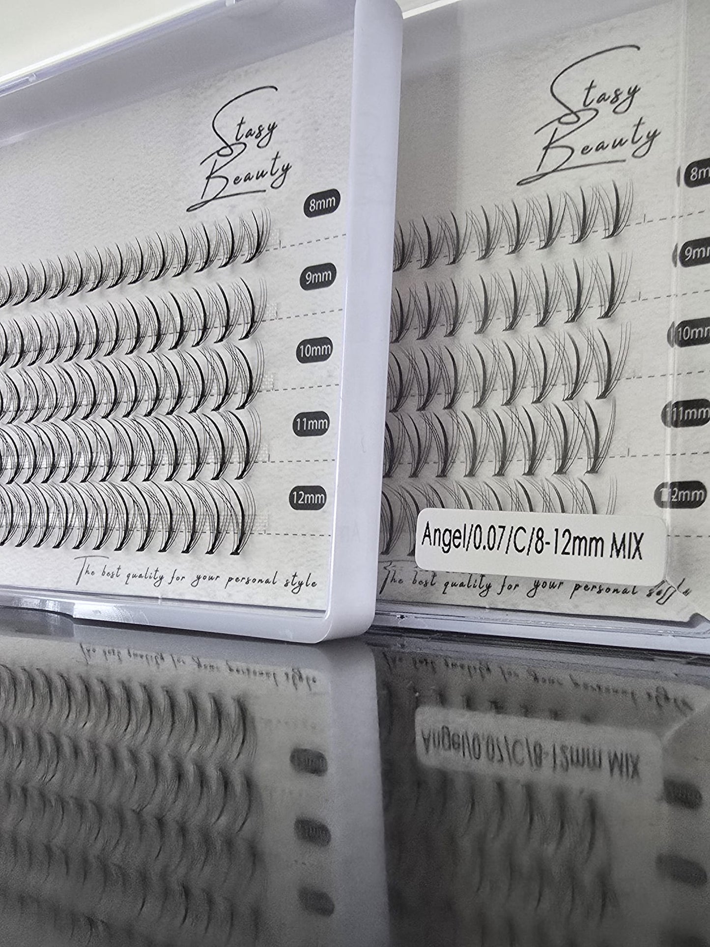 Plateau de faux-cils Stasy Beauty Angel Volume – C Curl, longueurs mixtes (8–12 mm)