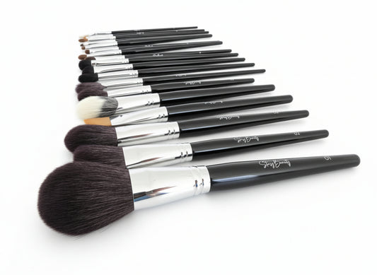 Stasy Beauty™ Pro Brush Set – 18-Piece Black Collection with Natural Hair & Fiber
