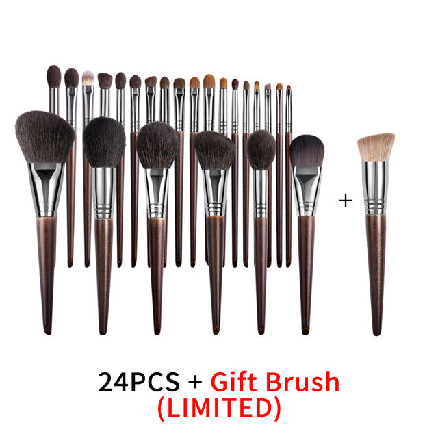 Luxury 24PCS Makeup Brush Collection – Natural Bristles, Beech Wood Handles