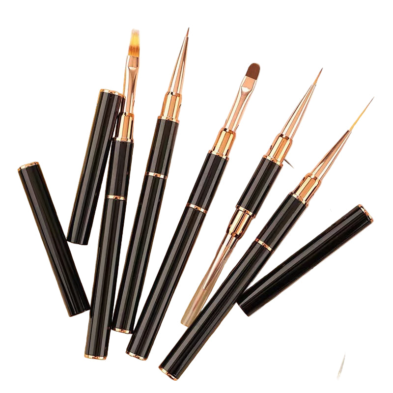 5-Piece Dual-Head Nail Brush Set with Protective Lids